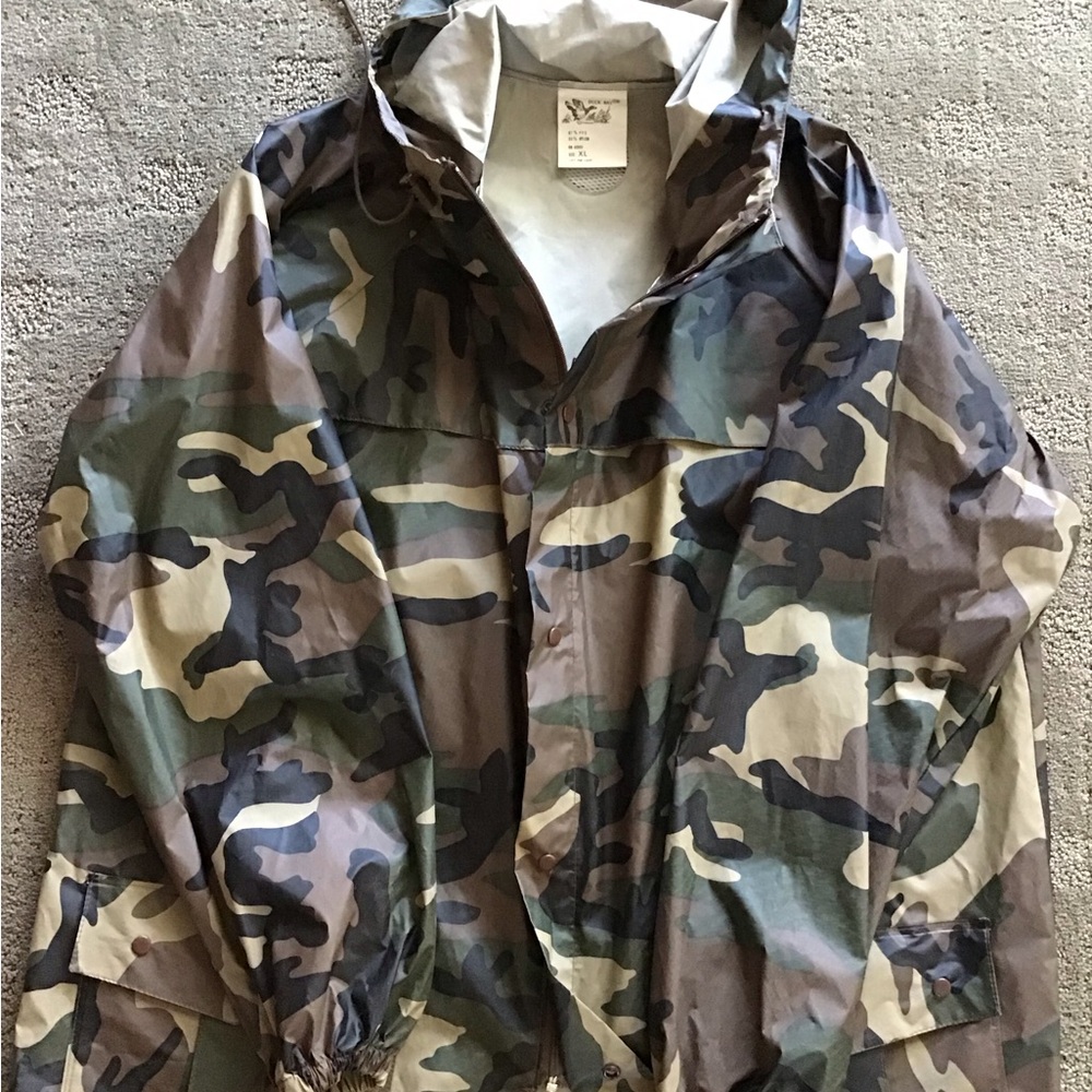 Camo rain suit